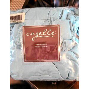 New Cozelle Polyvester 4 Piece Queen Sheet Set turquoise Blue Green